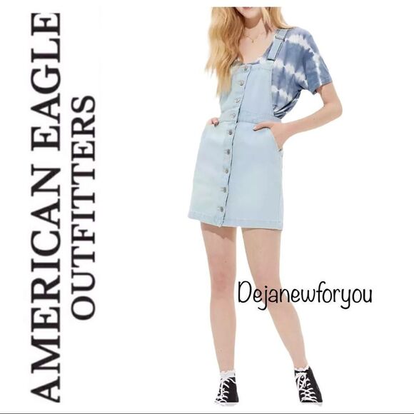 American Eagle Denim Skirt Overall Light Wash Size Small NWOT - Picture 1 of 8